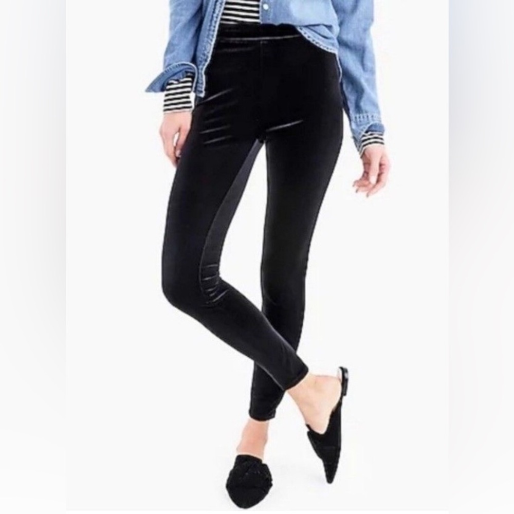J. Crew Velvet Black Stretch Leggings Size Medium - Picture 5 of 7